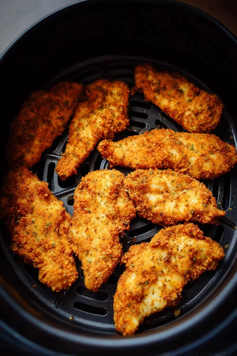 Crispy air fryer chicken tenders served with dipping sauce