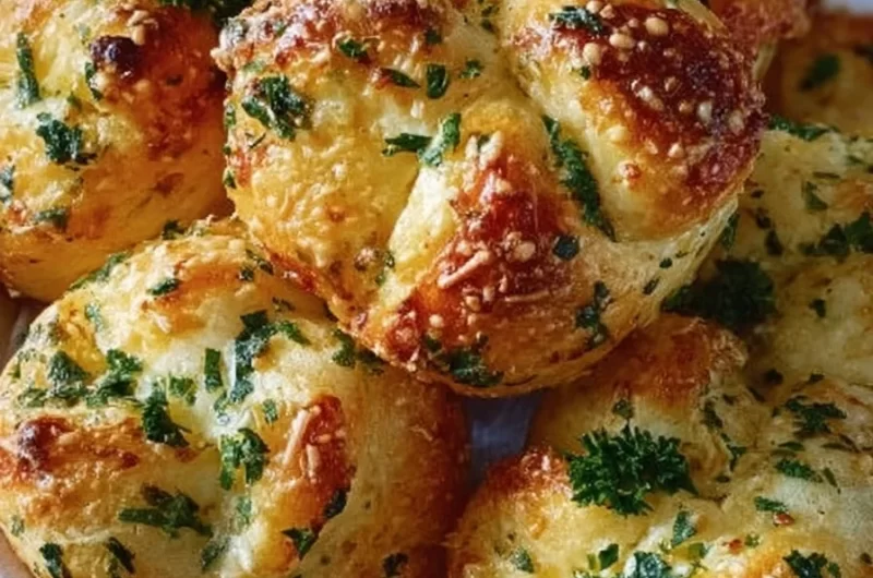 Freshly made Air Fryer Garlic Parmesan Knots served with dipping sauce