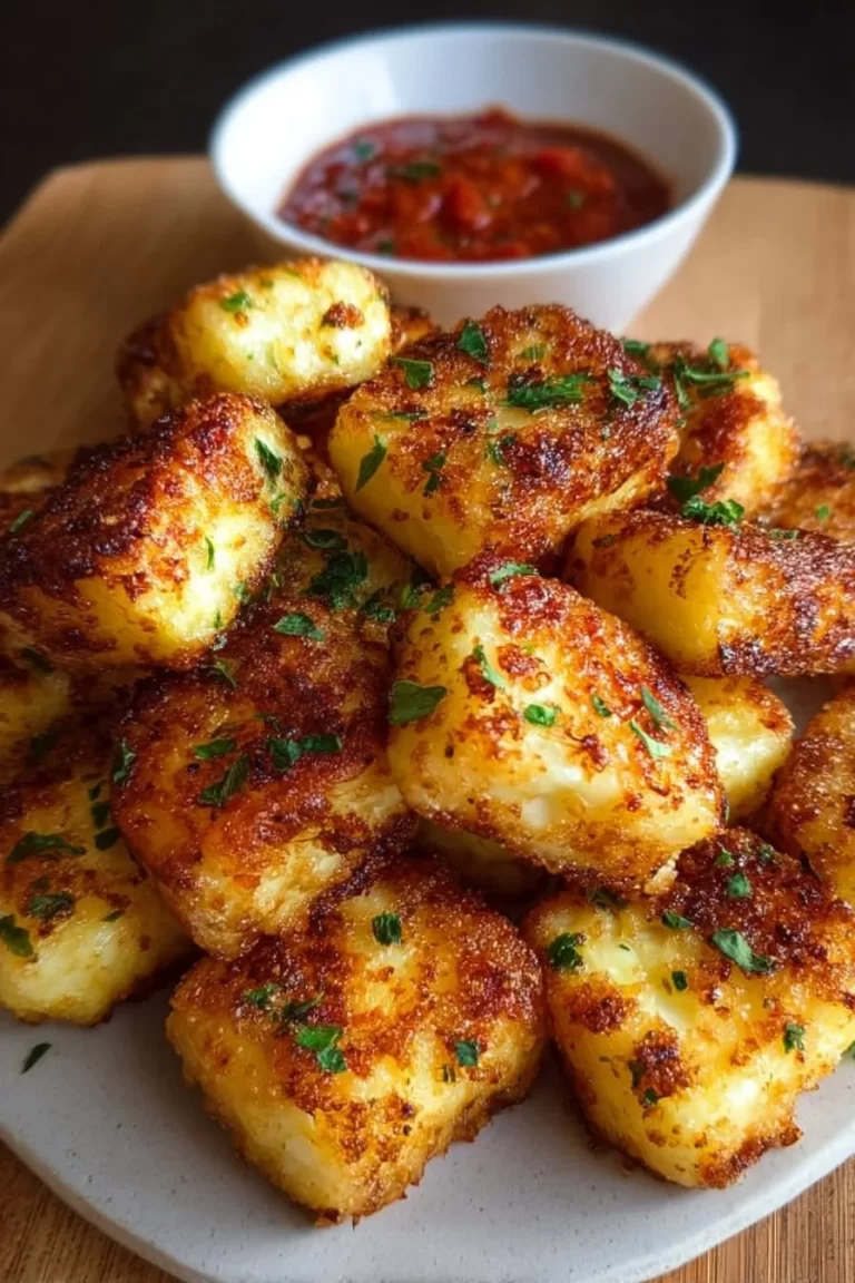 Crispy Air Fryer Halloumi Cheese Bites served on a plate