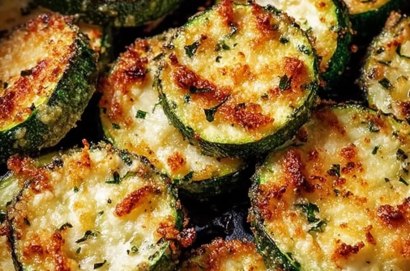 Deliciously crispy air fryer zucchini slices ready to serve.