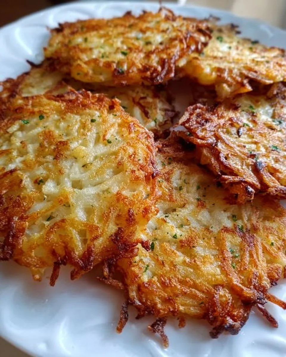 Crispy air fryer hash browns on a plate, ready to be served.