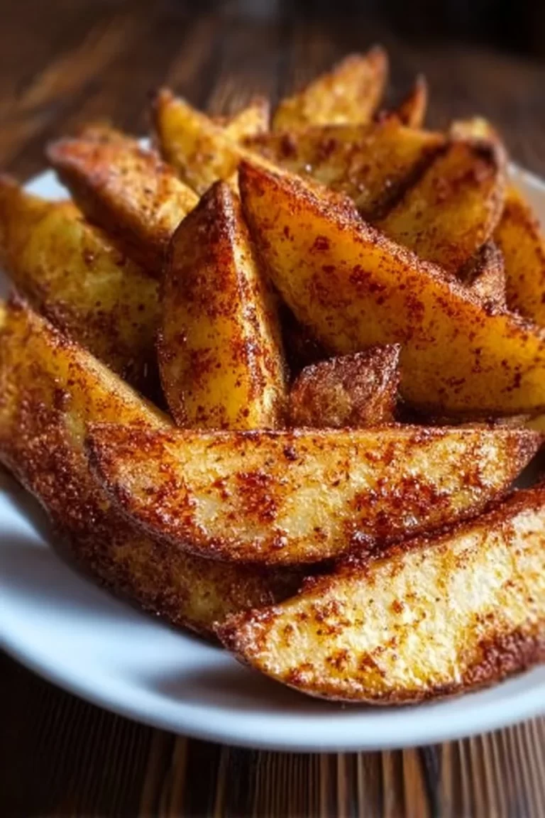 Crispy air fryer potato wedges served in a bowl