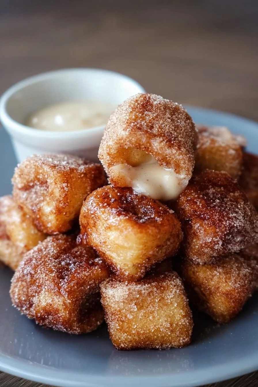 Effortless air fryer cinnamon roll bites served on a plate