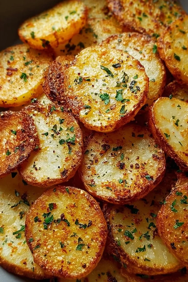 Garlic herb air fryer potato crisps in a bowl