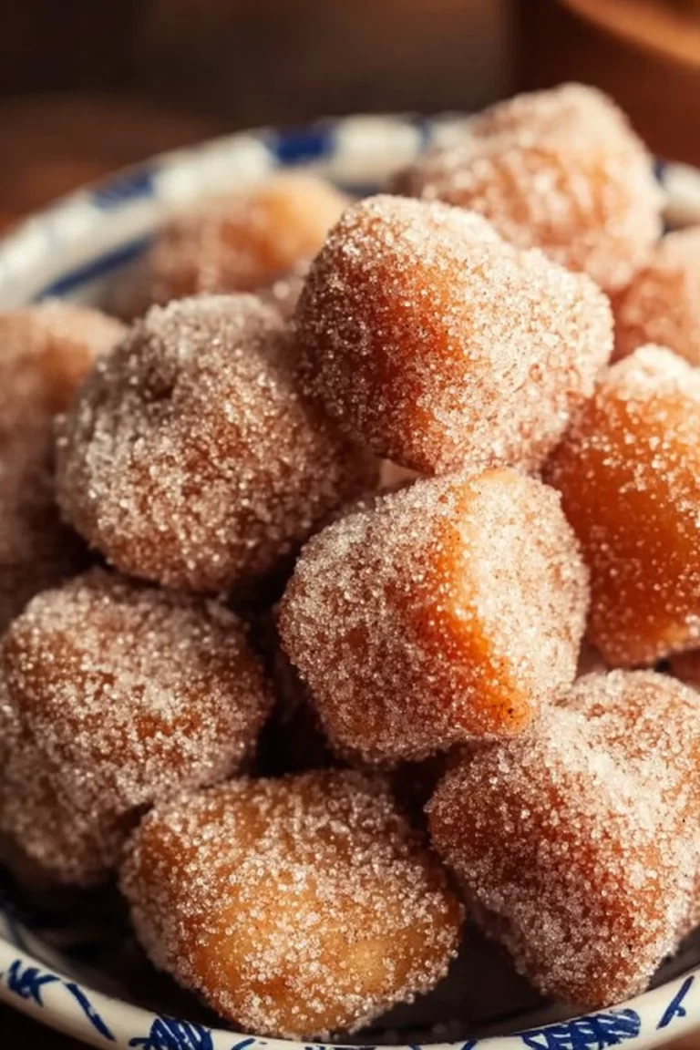 Healthy air fryer churro bites served on a plate with cinnamon sugar topping