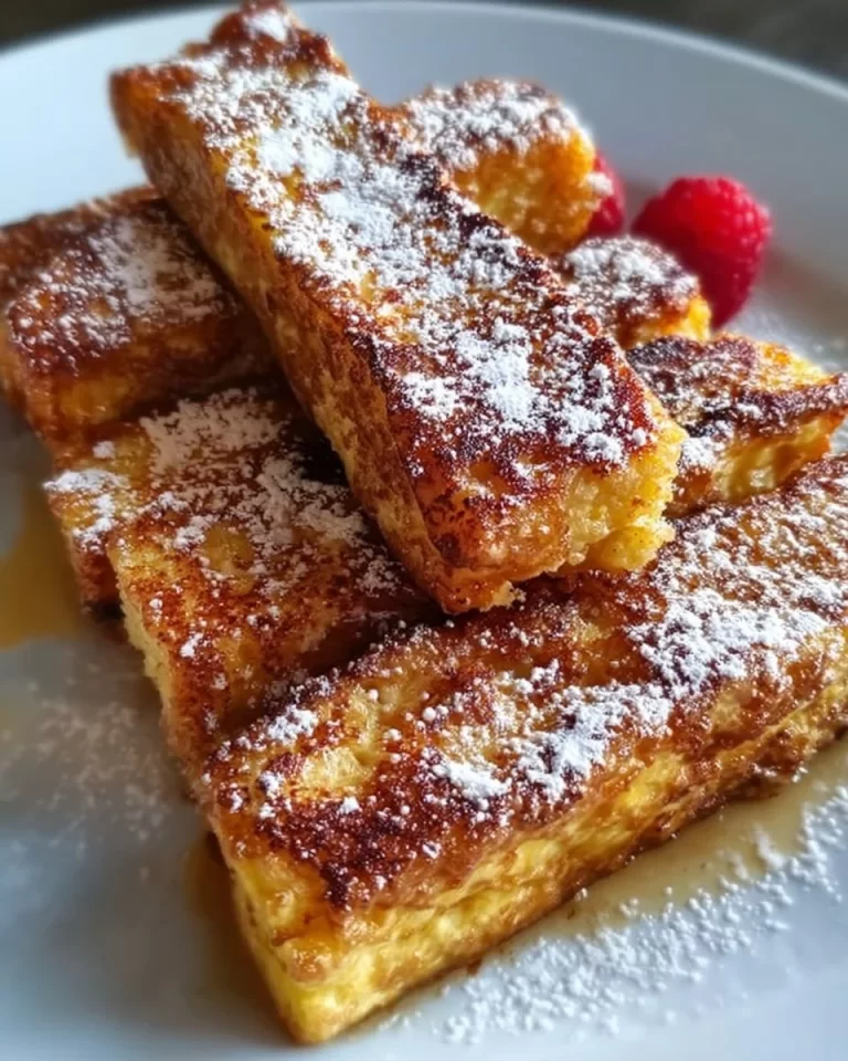 Crispy air fryer French toast sticks served with syrup and berries