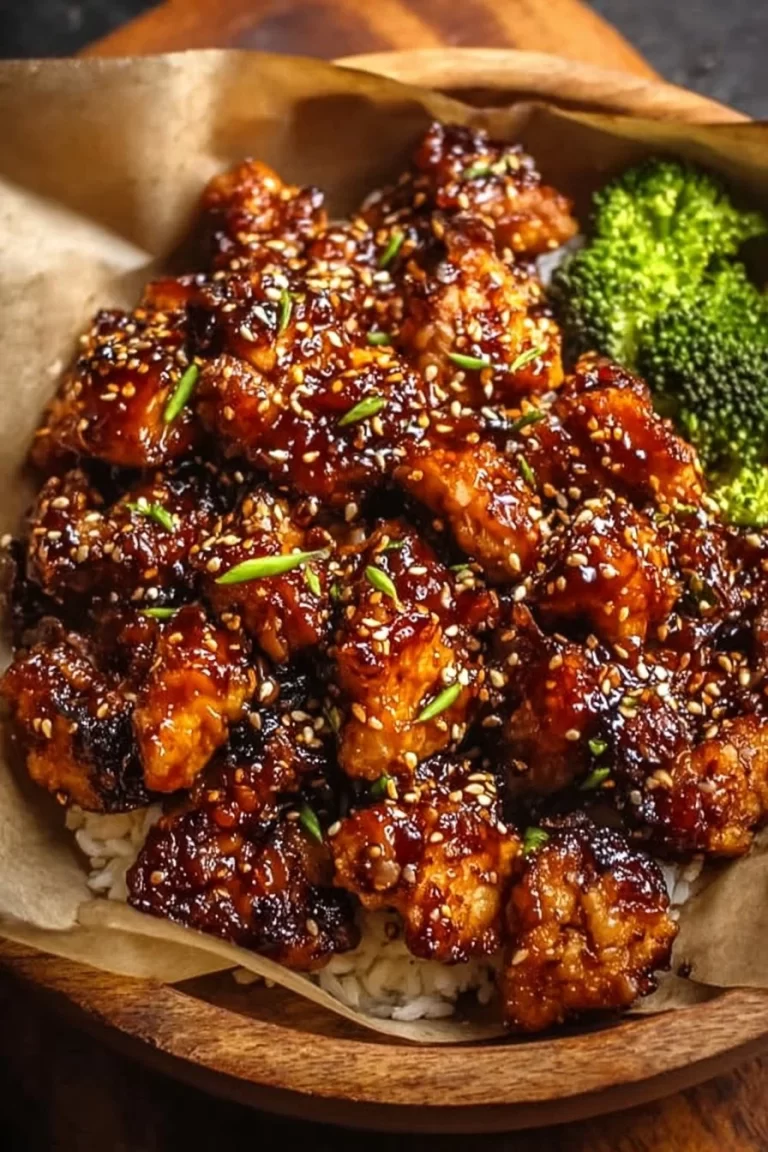 Irresistibly sticky air fryer teriyaki chicken on a plate